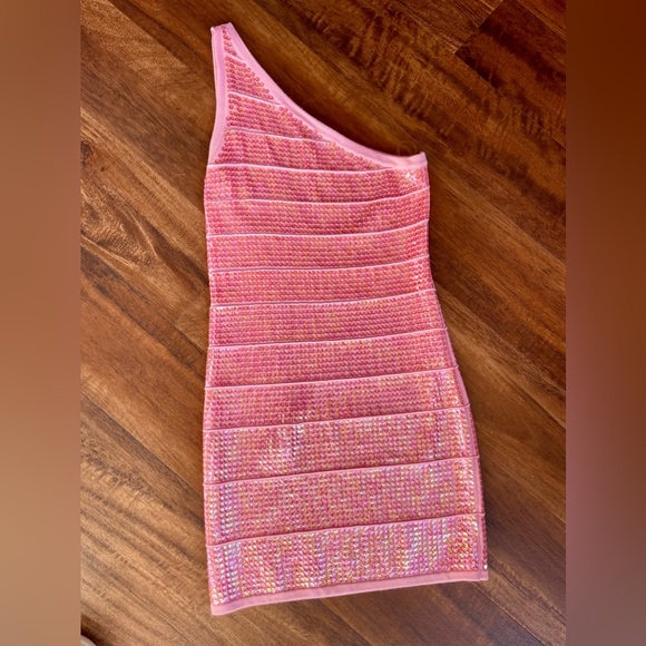WOWCOUTURE Dresses & Skirts - Pink Sweater sequin dress, size medium, brand is WOWCOUTURE